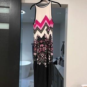 Ted Baker blush pink floral midi dress chevron